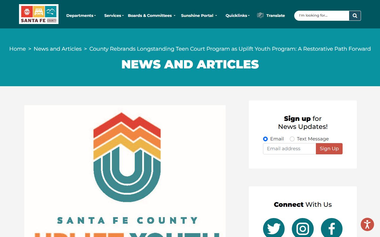 Santa Fe County arrest records youth program source