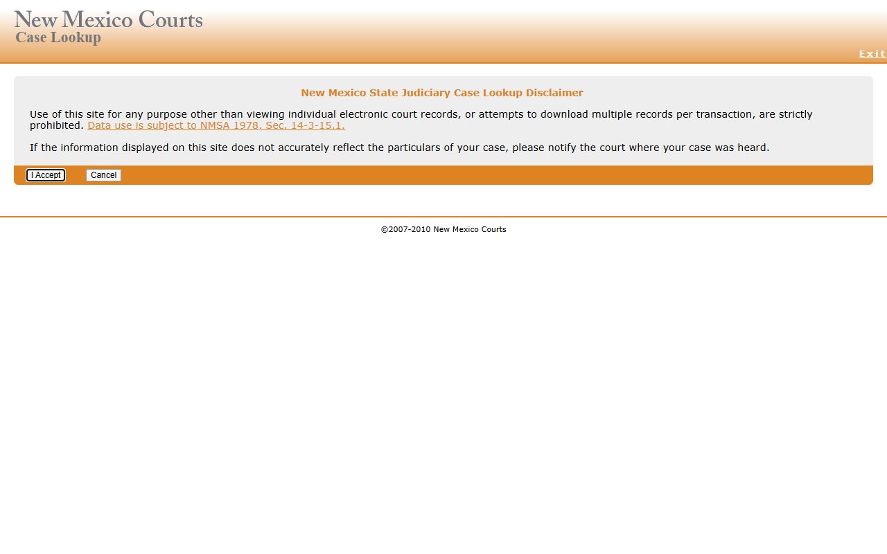 Santa Fe County court records New Mexico Case Lookup screen