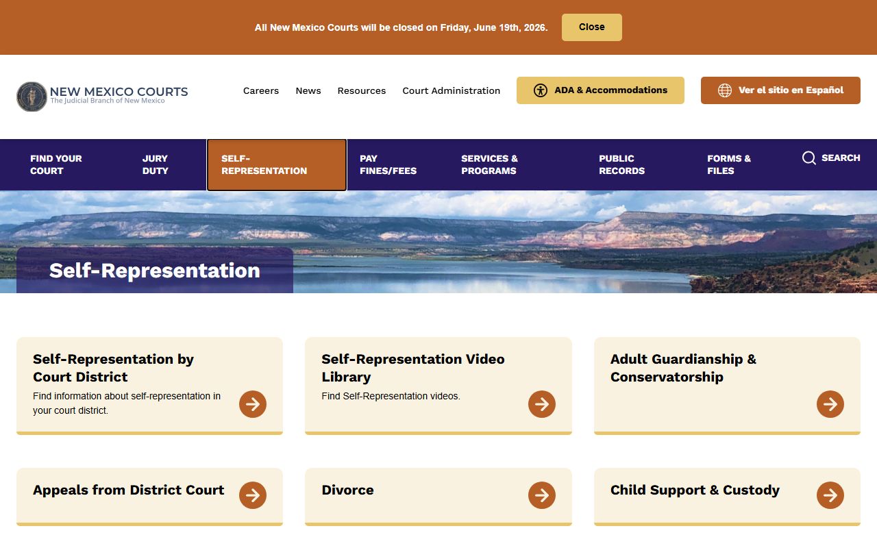Santa Fe County court records self-representation resources
