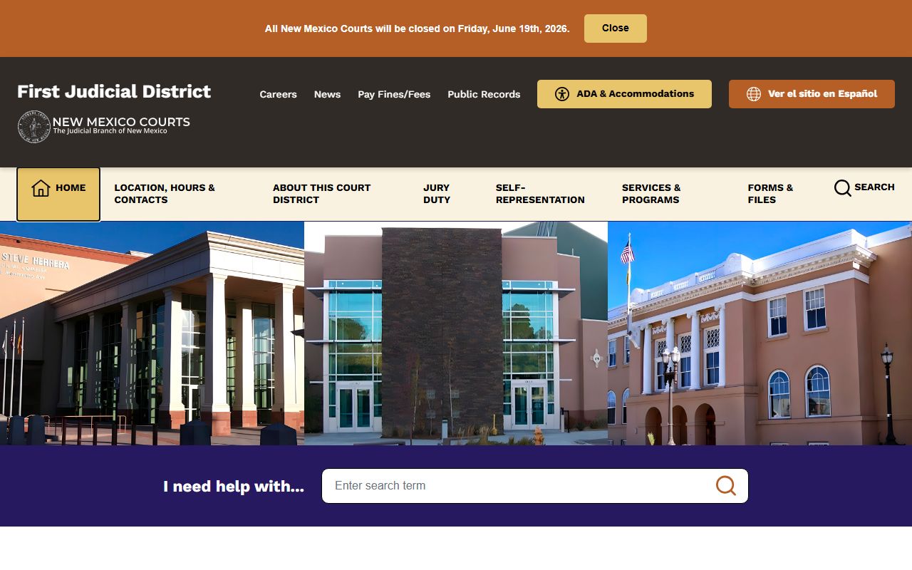 Santa Fe County court records First Judicial District homepage