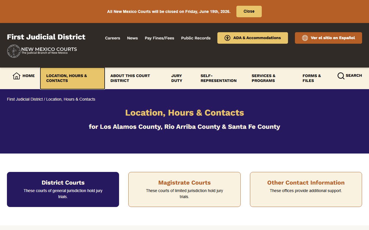 Santa Fe County court records First Judicial District contacts