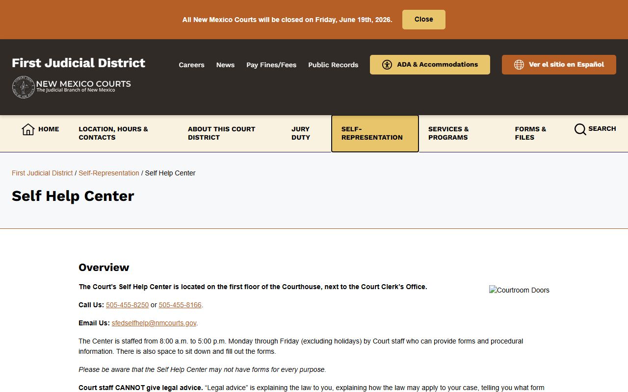 Santa Fe County court records Self Help Center page