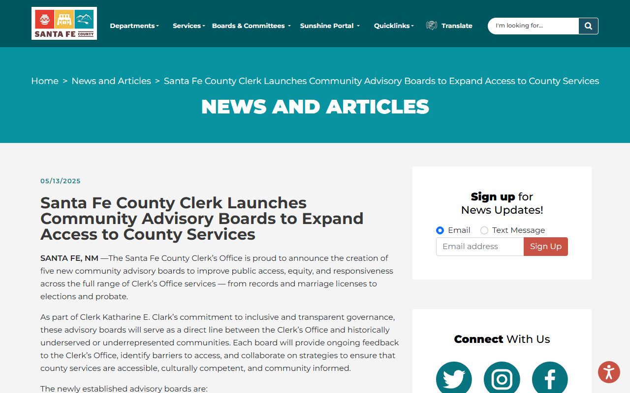 Santa Fe County marriage records clerk access announcement