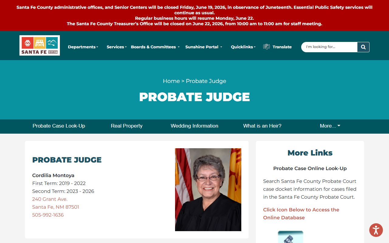 Santa Fe County probate records Probate Court page