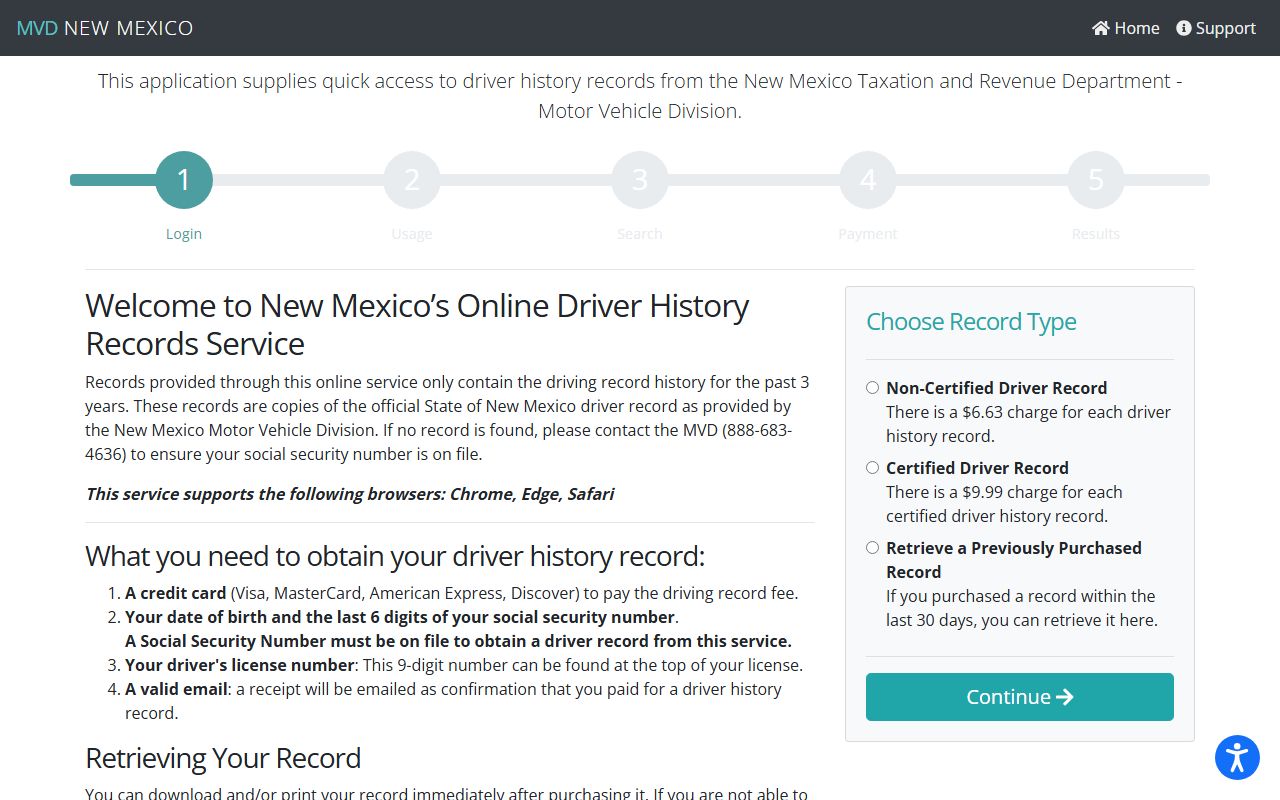 Santa Fe County traffic court records MVD driver history source